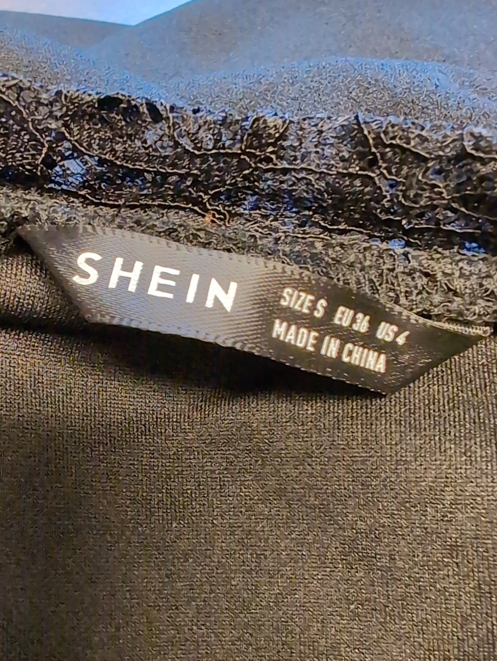 SHEIN Black Sweetheart Short Sleeve Lacy Peplum Blouse Top Size Small - Picture 7 of 9